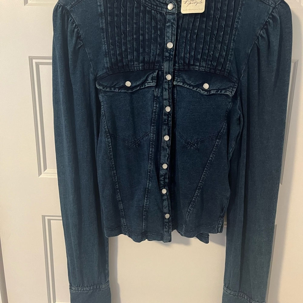 Free People Indigo Denim Shirt